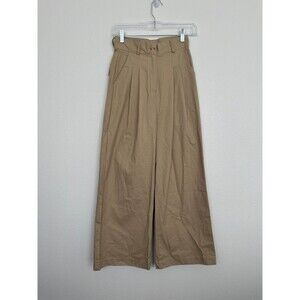 Oak And Fort Women's Wide Leg Pants Beige Tan High Rise Size Small Pleated NEW